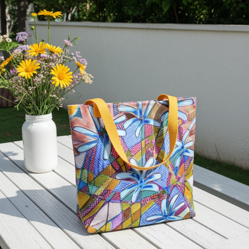 Blue Chicory Abstract Tote Bag