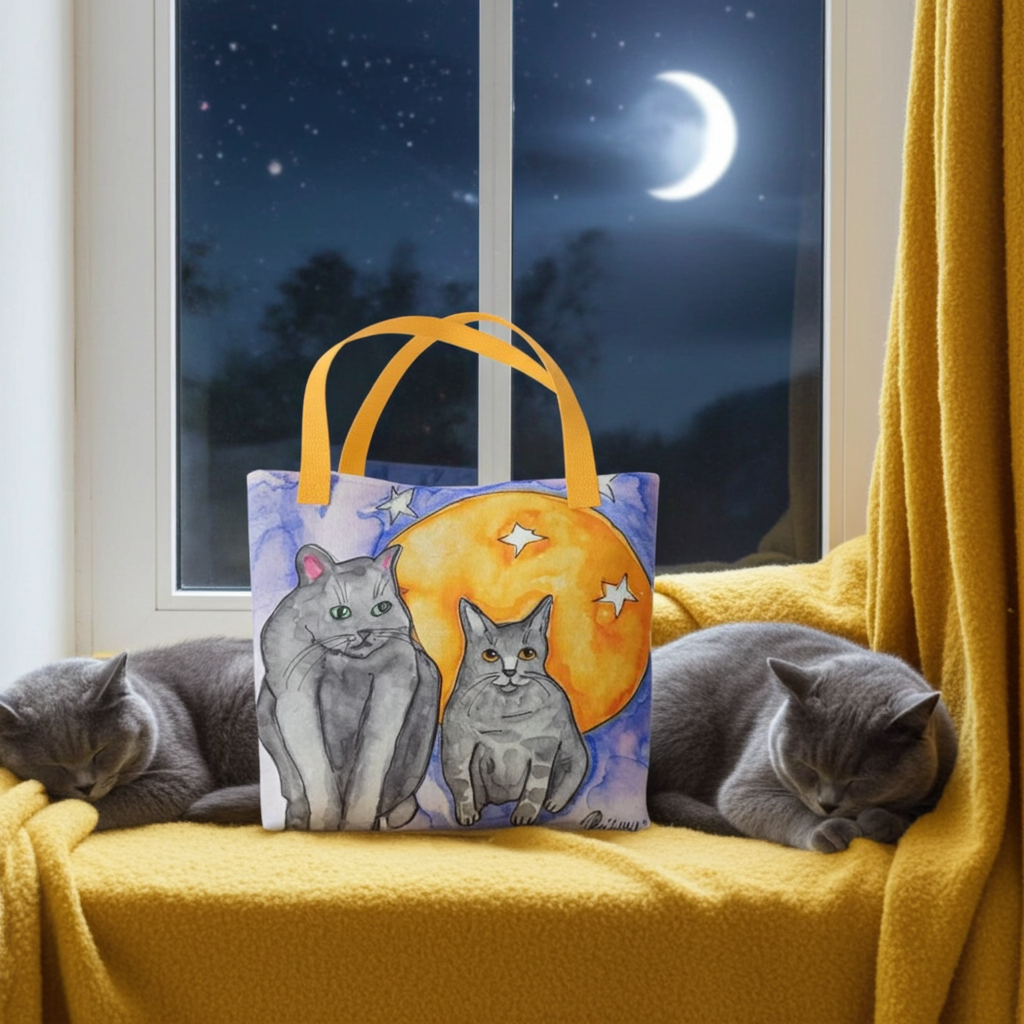 Moon Cats Tote Bag