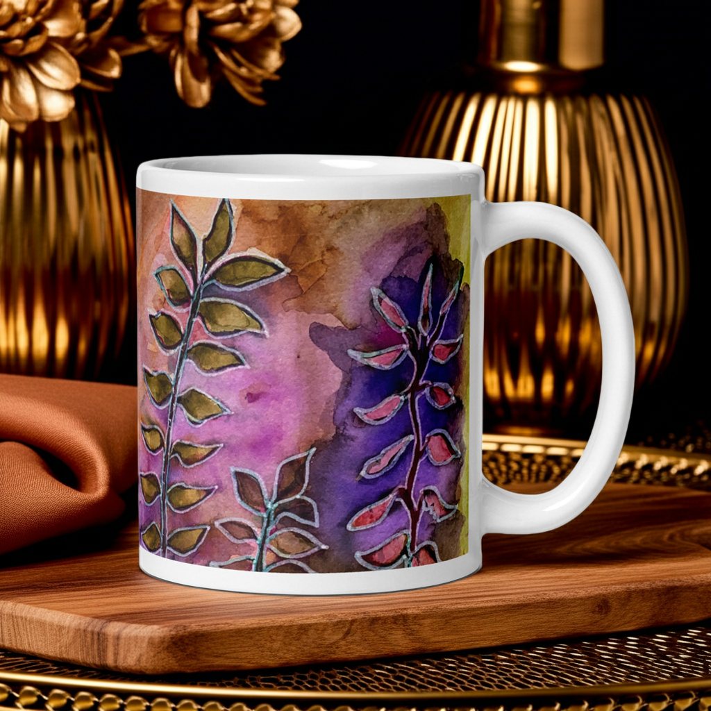 Night Street Leaves Abstract Mug