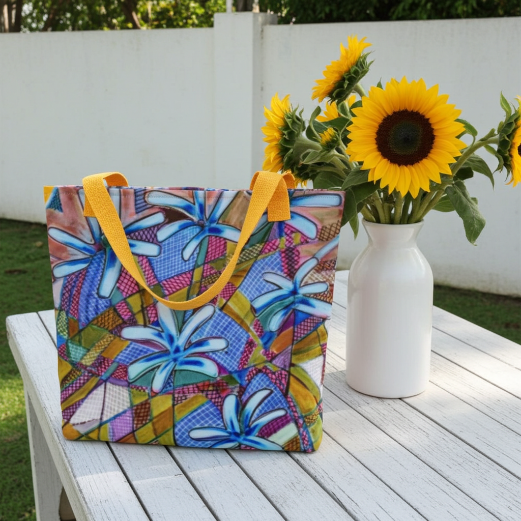 Blue Chicory Abstract Tote Bag