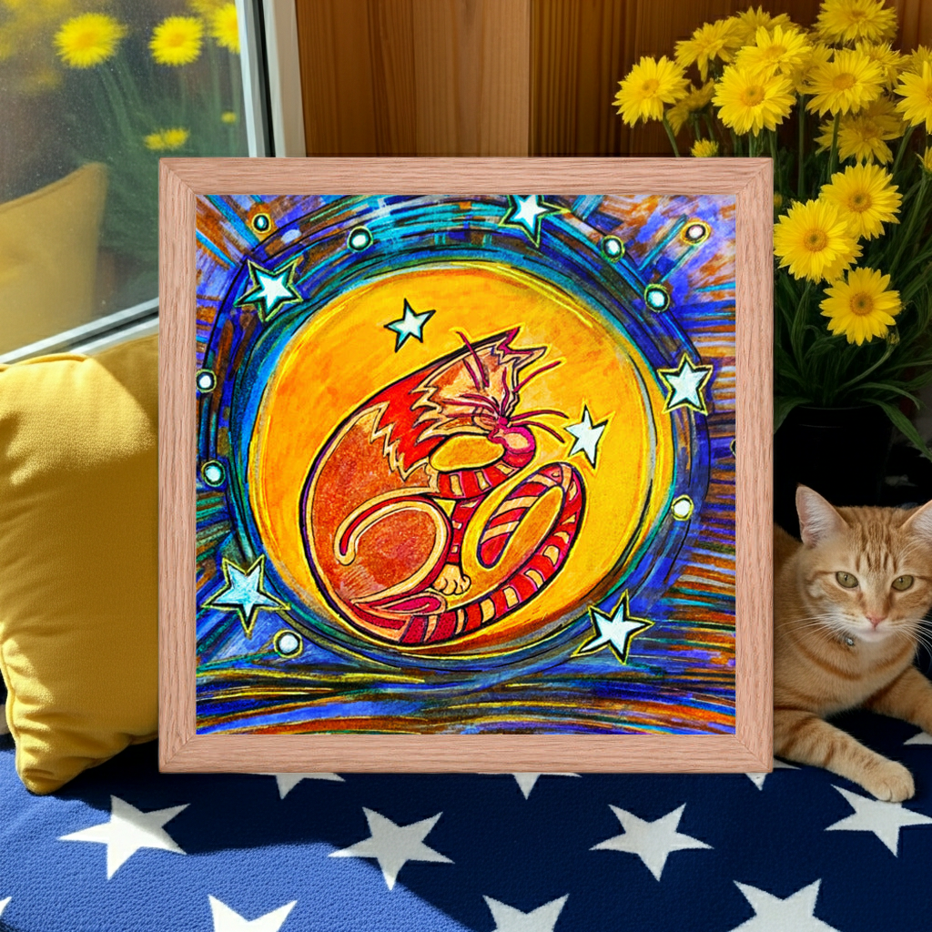 Moonlight Cat Framed Poster 12x12
