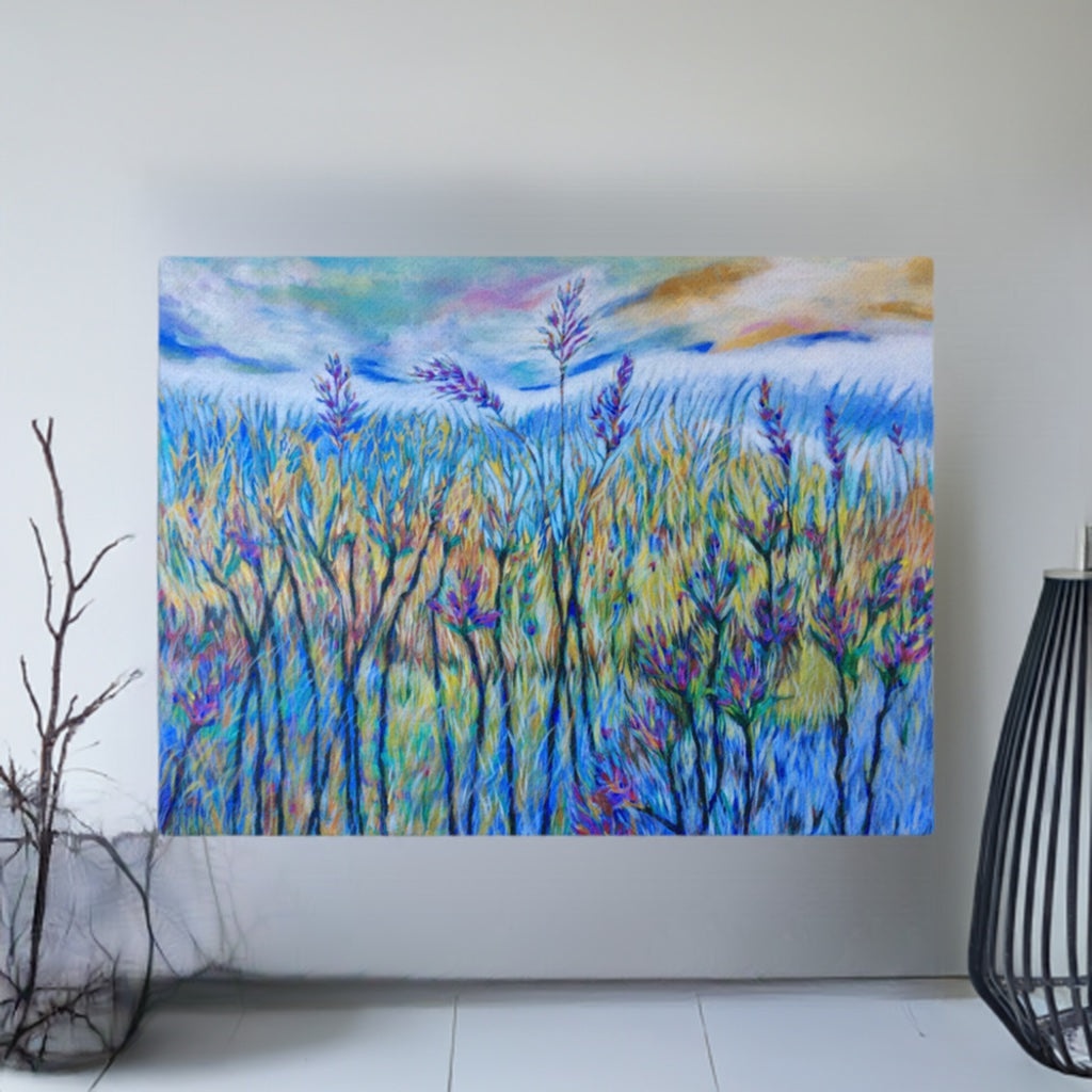 Blue Thistle Landscape Large Artwork 40x60