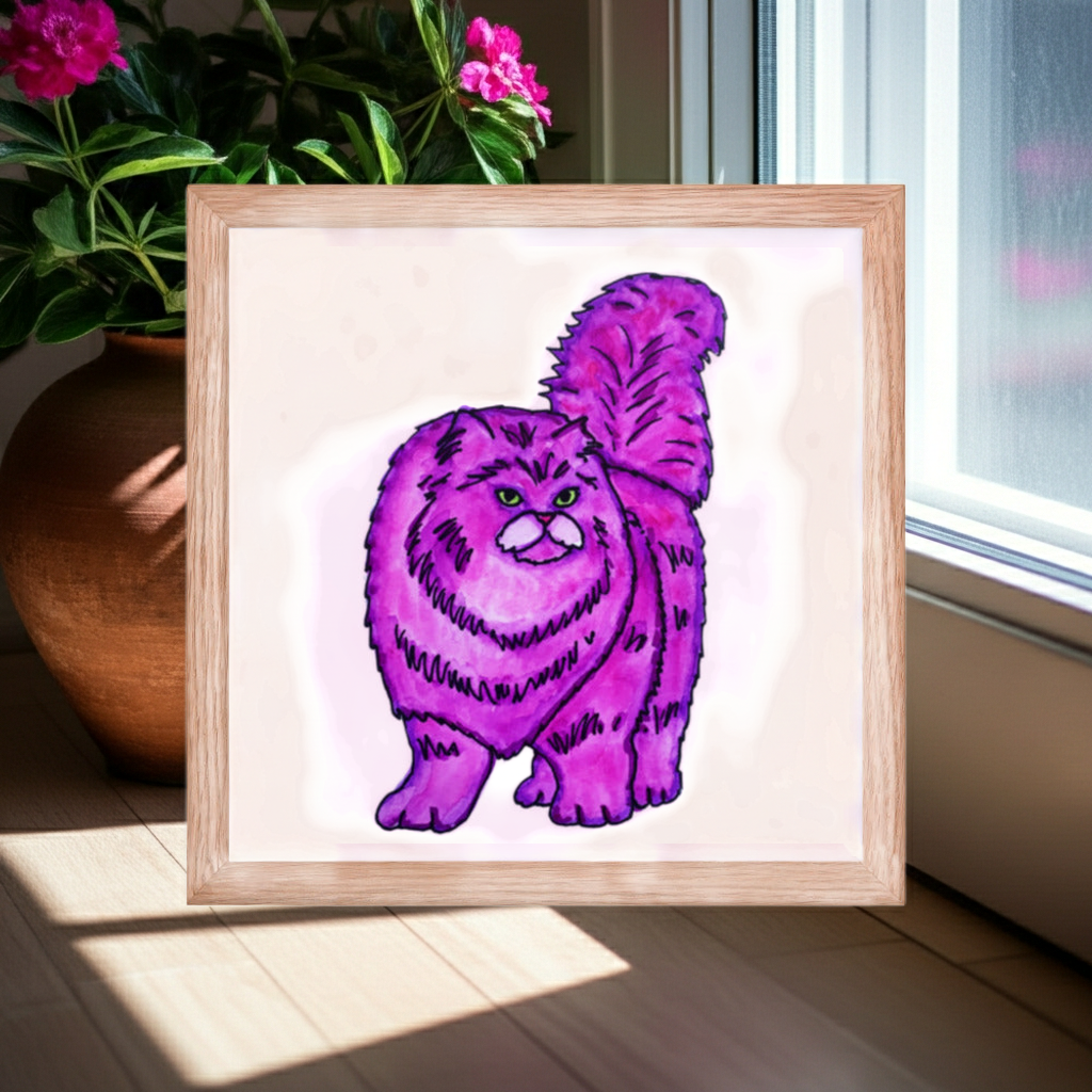 Pink Persian Cat Framed Poster 12x12
