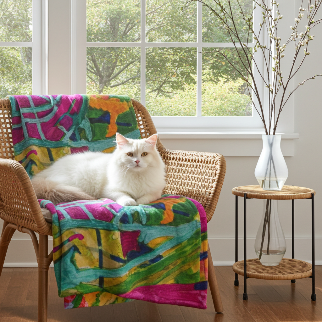 Overgrown Bridge Abstract Throw Blanket