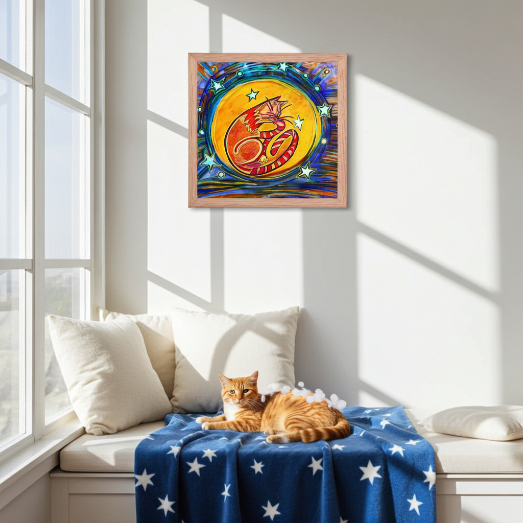 Moonlight Cat Framed Poster 12x12