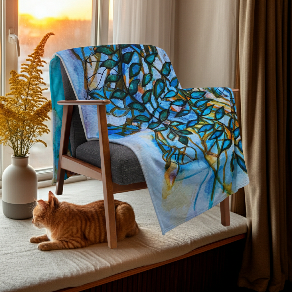 Sunset Leaves Throw Blanket