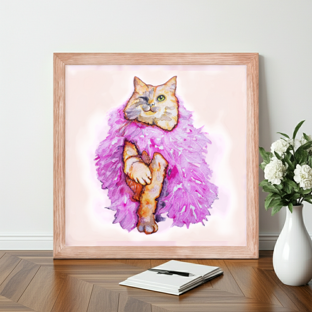 Boa Wink Cat Framed Poster 12x12