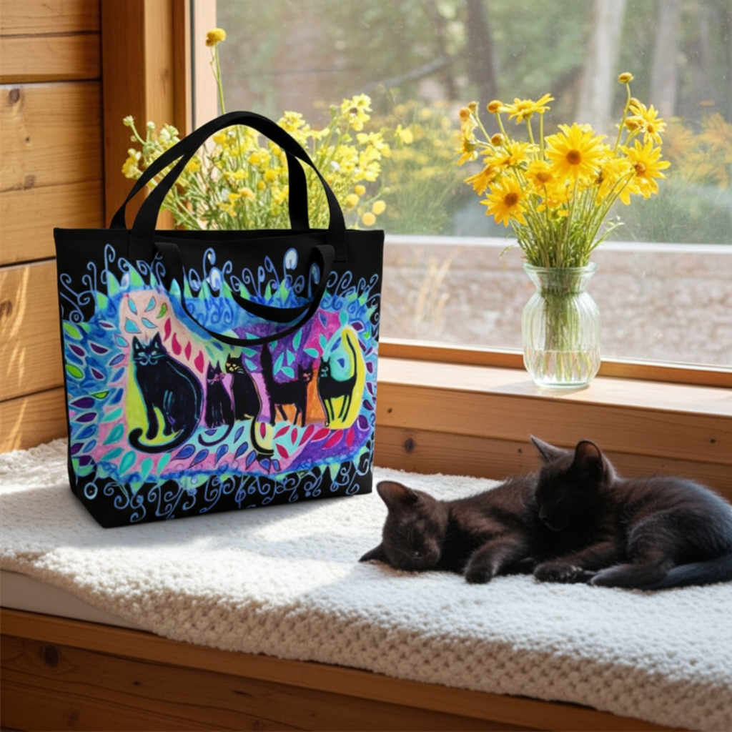Five Black Cats Tote bag