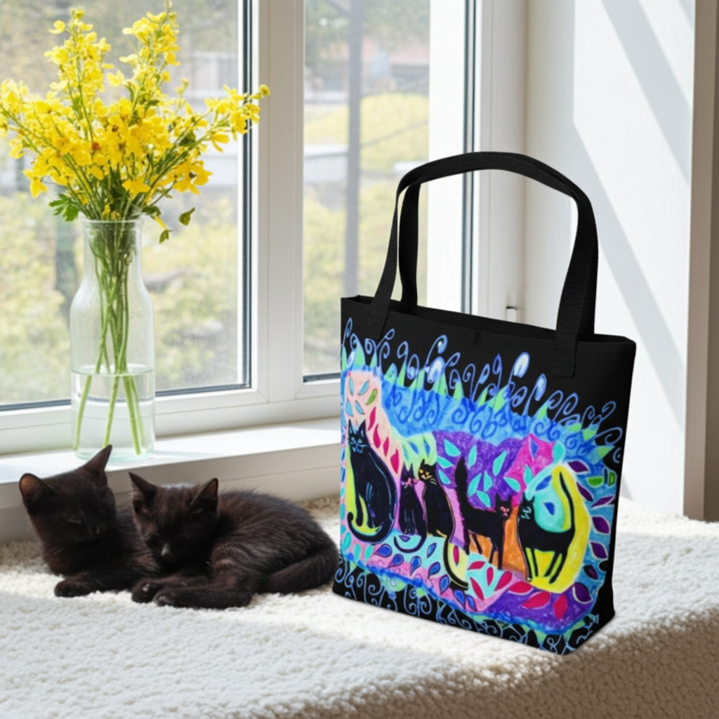 Five Black Cats Tote bag