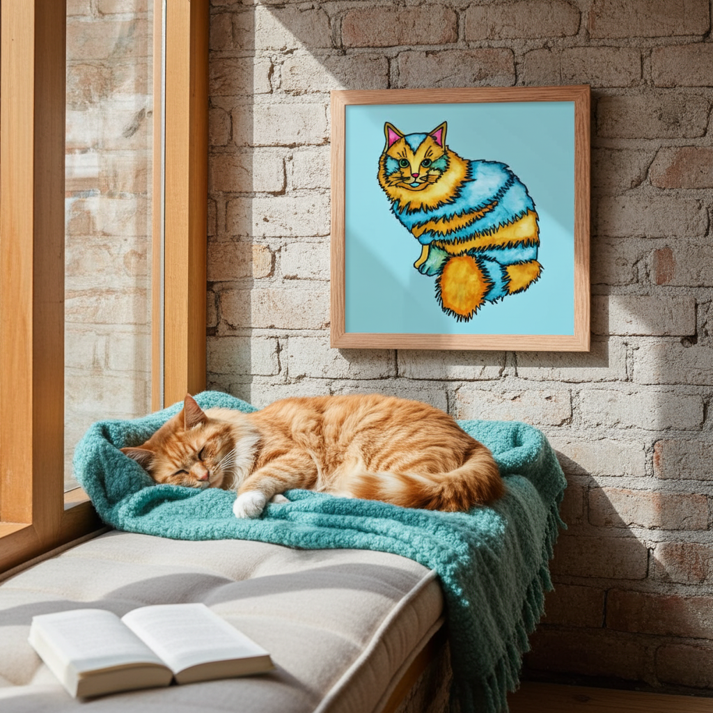 Two Toned Cat Framed Poster 12x12