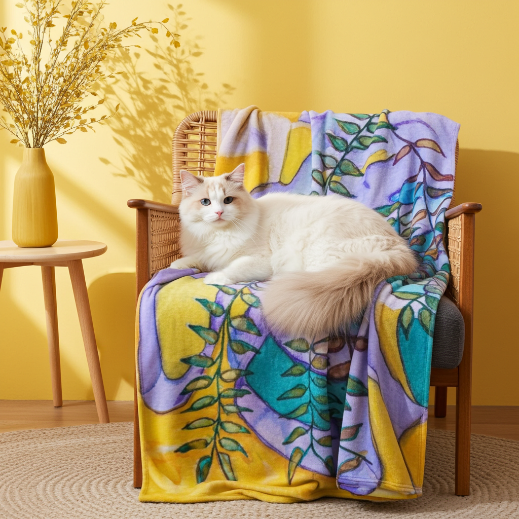 Golden Leaves Abstract Throw Blanket