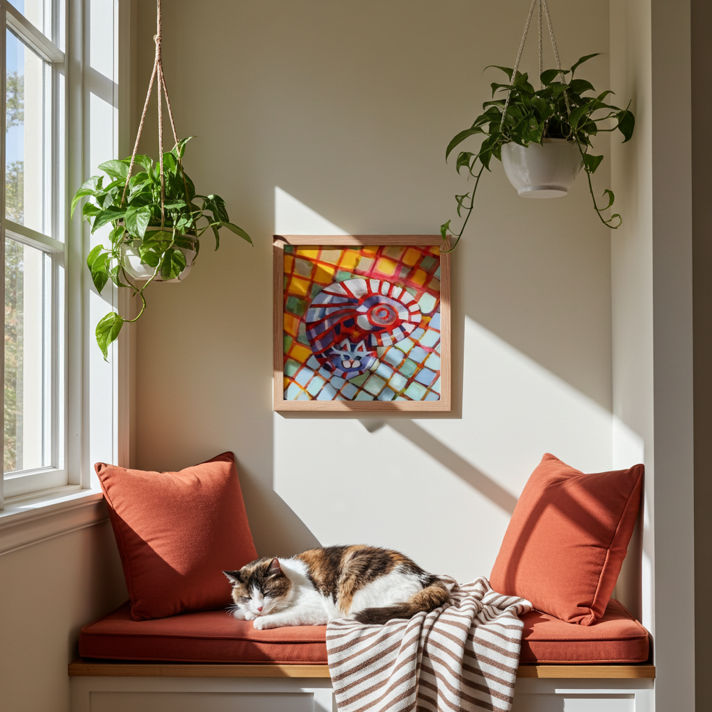 Checkers Cat Framed Poster 12x12