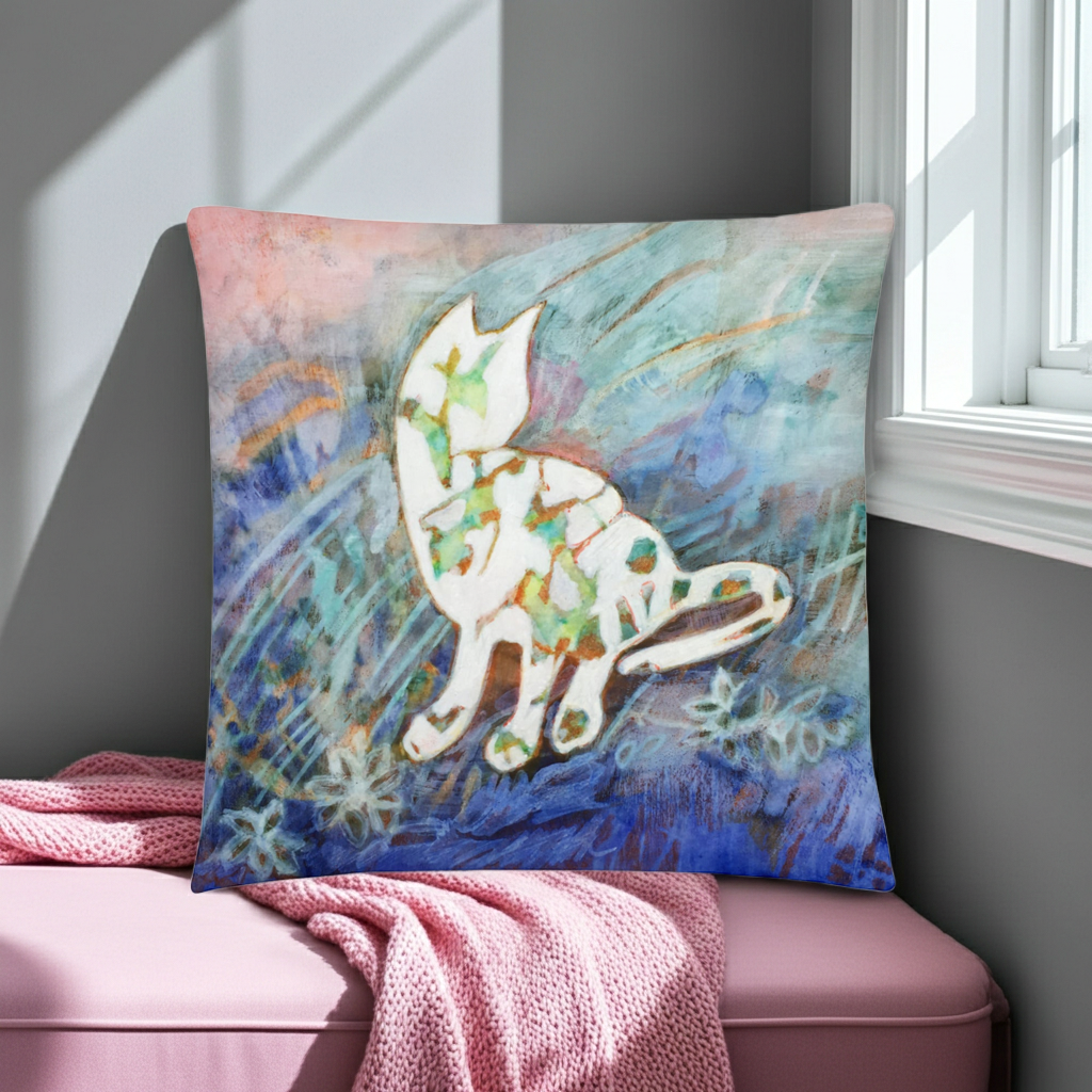 White Silhouette Cat Pillow