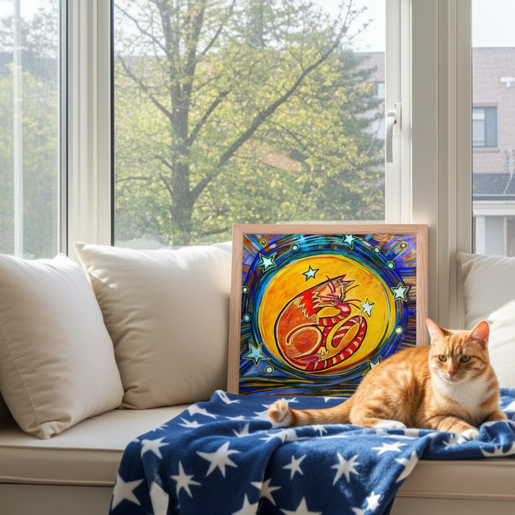 Moonlight Cat Framed Poster 12x12