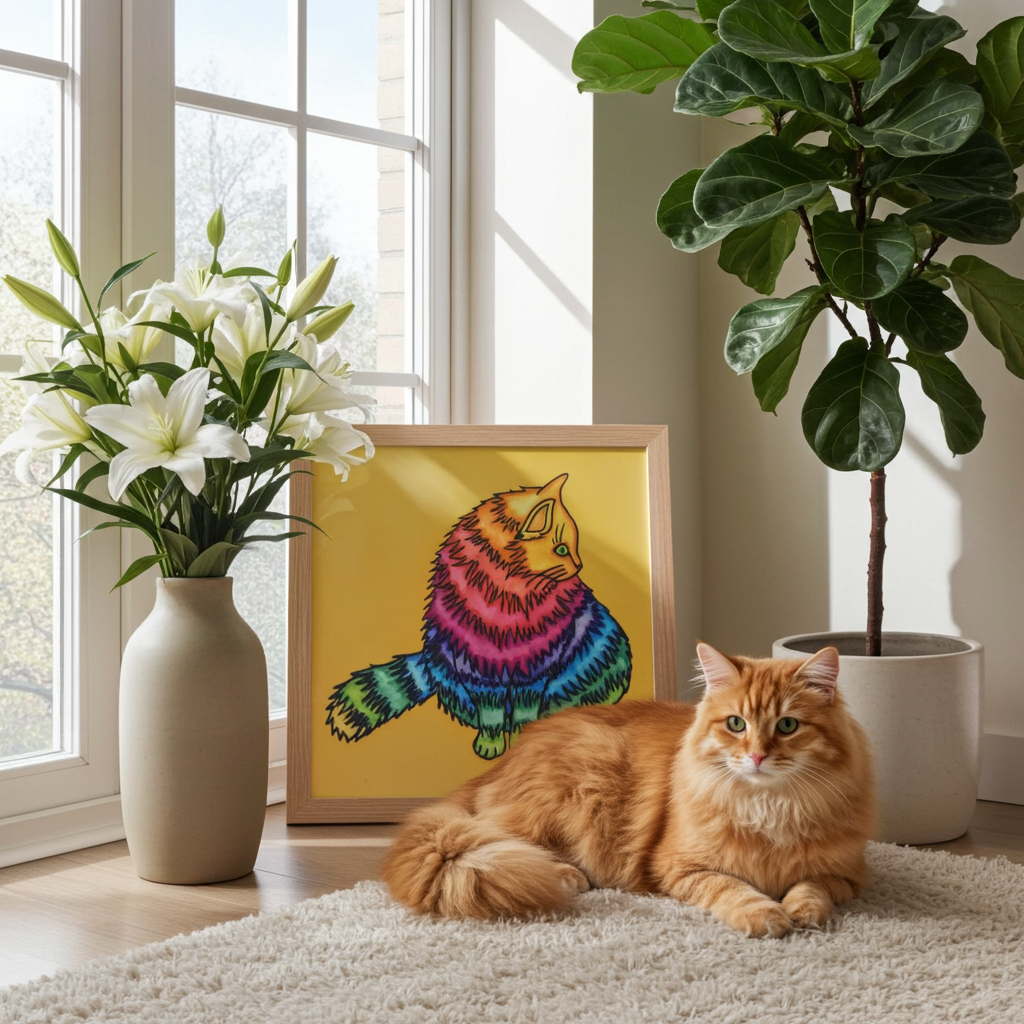 Rainbow Cat Framed Poster 12x12