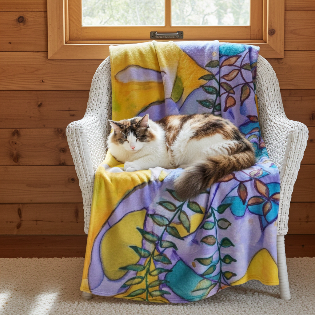 Golden Leaves Abstract Throw Blanket