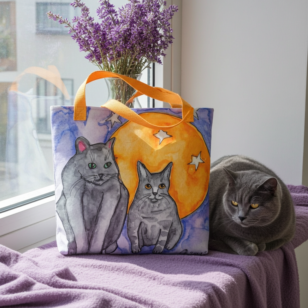 Moon Cats Tote Bag