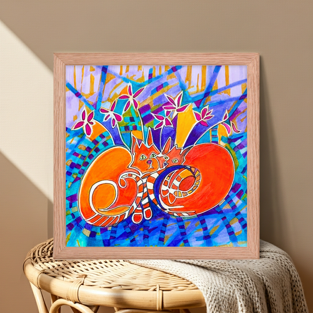 Duplex Cats Framed Poster 12x12