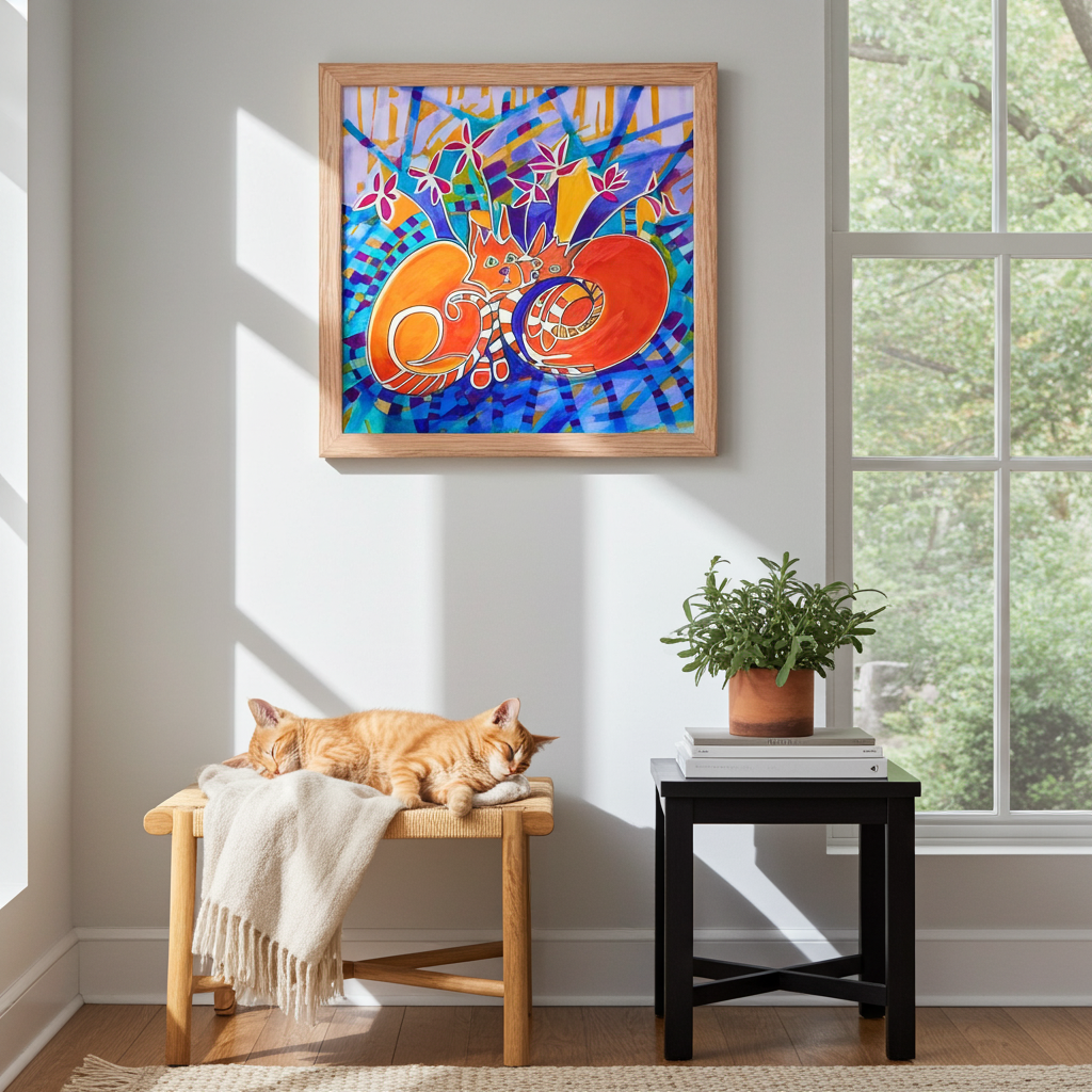 Duplex Cats Framed Poster 12x12