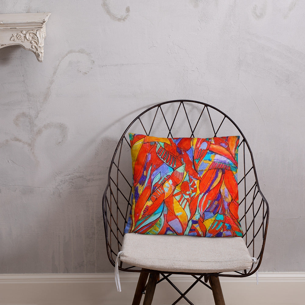 Red Garden Abstract Throw Pillow