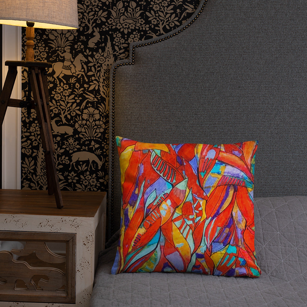 Red Garden Abstract Throw Pillow