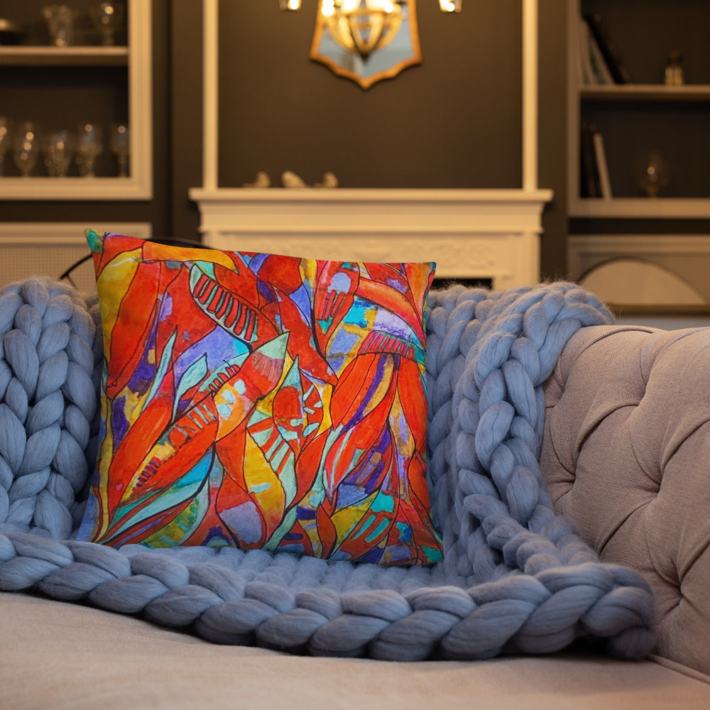 Red Garden Abstract Throw Pillow