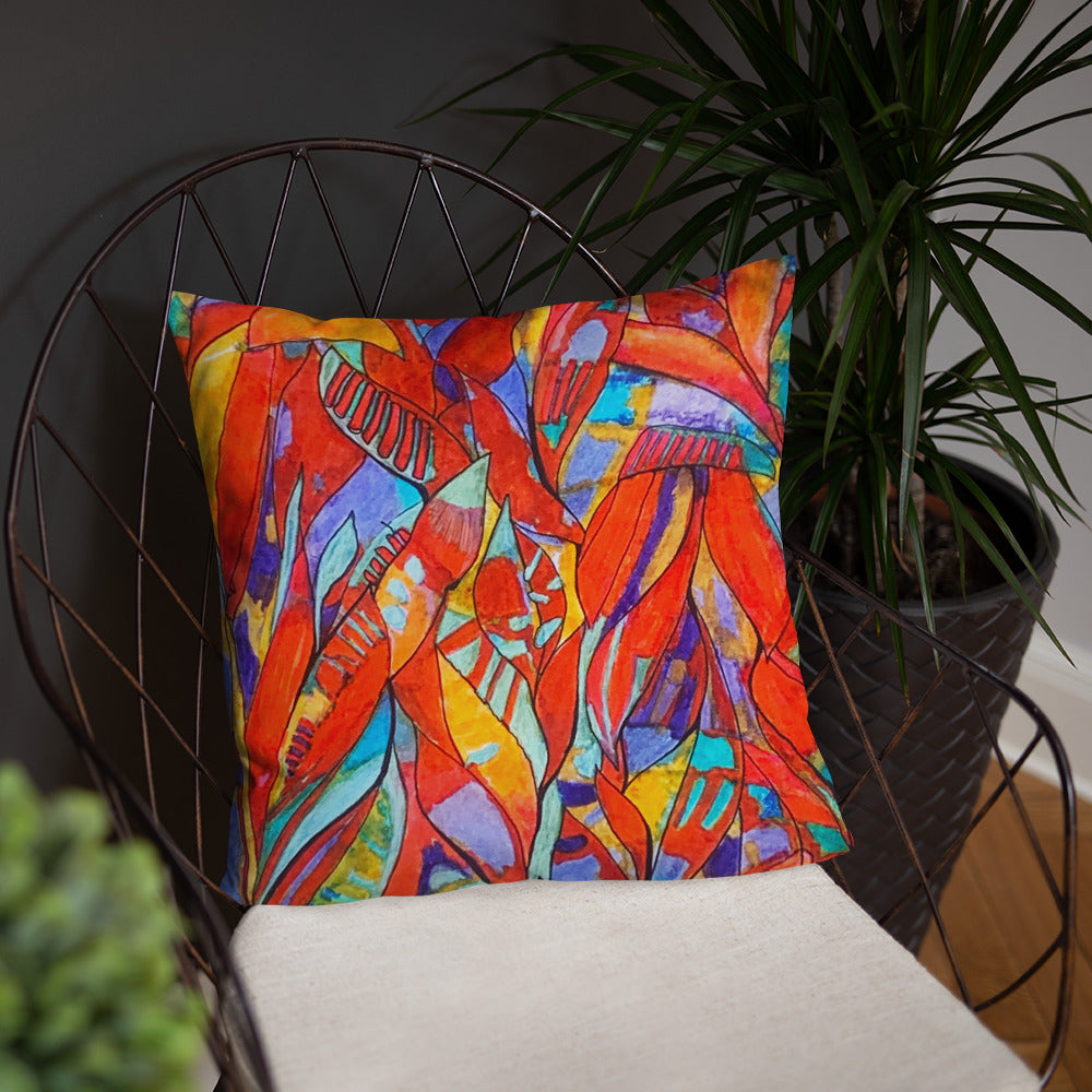 Red Garden Abstract Throw Pillow