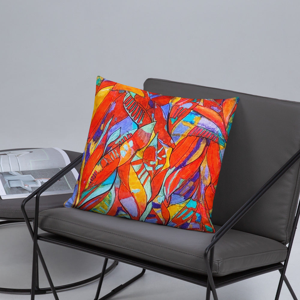 Red Garden Abstract Throw Pillow