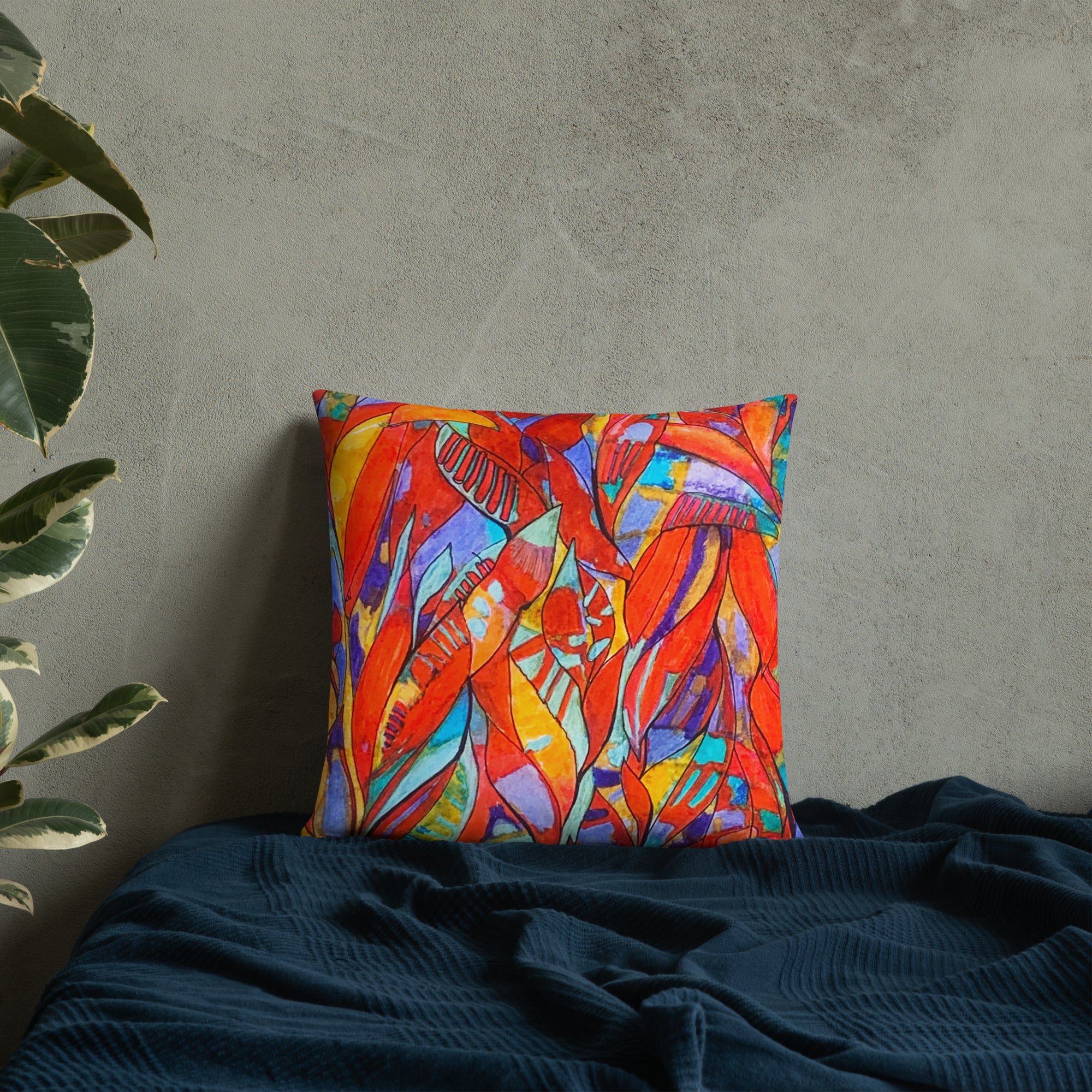 Red Garden Abstract Throw Pillow