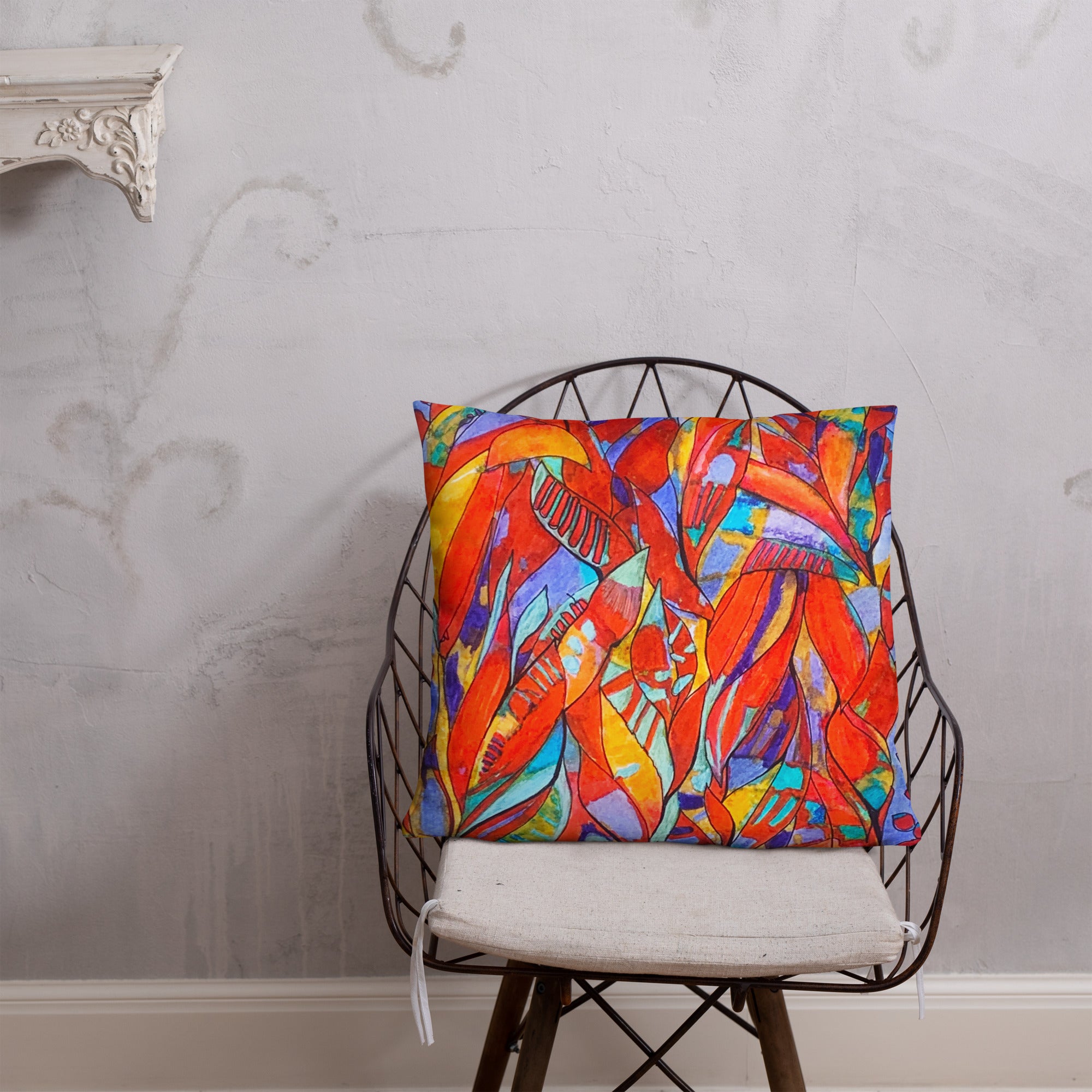 Red Garden Abstract Throw Pillow