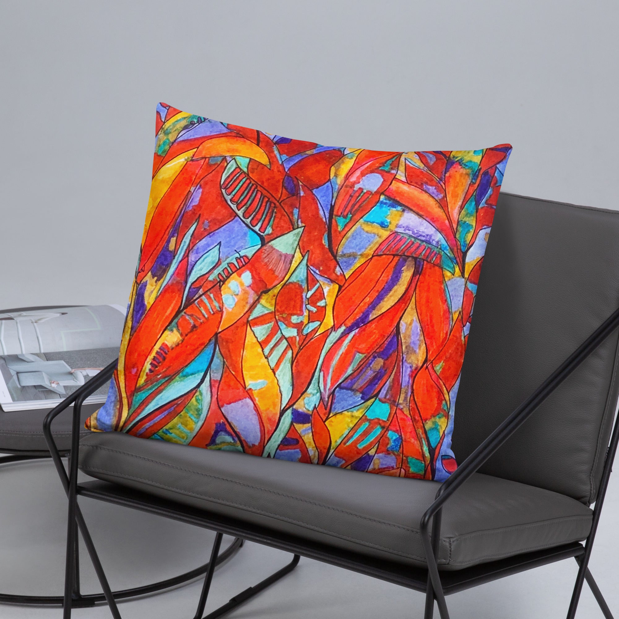 Red Garden Abstract Throw Pillow