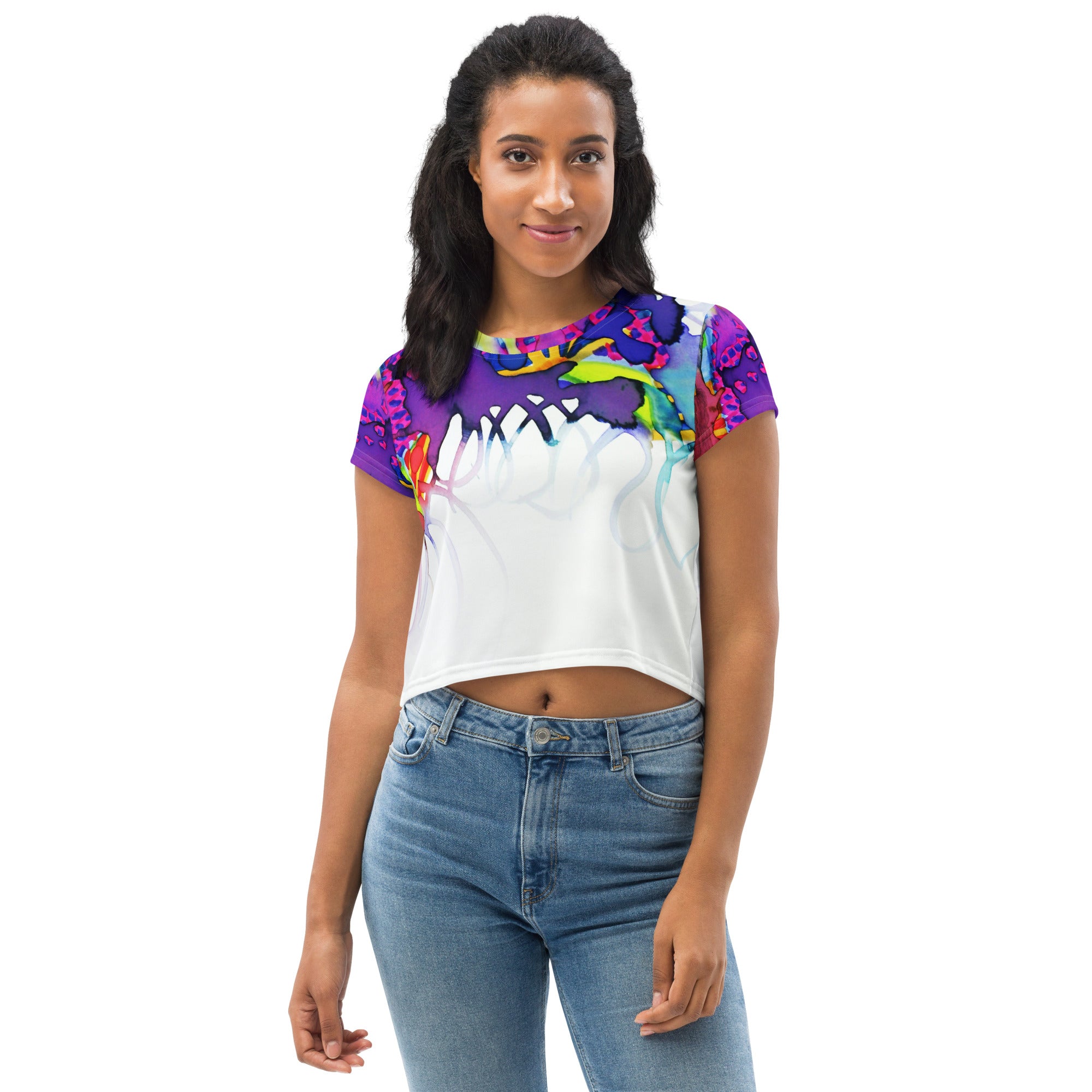 Tickles Top Abstract Crop T-Shirt