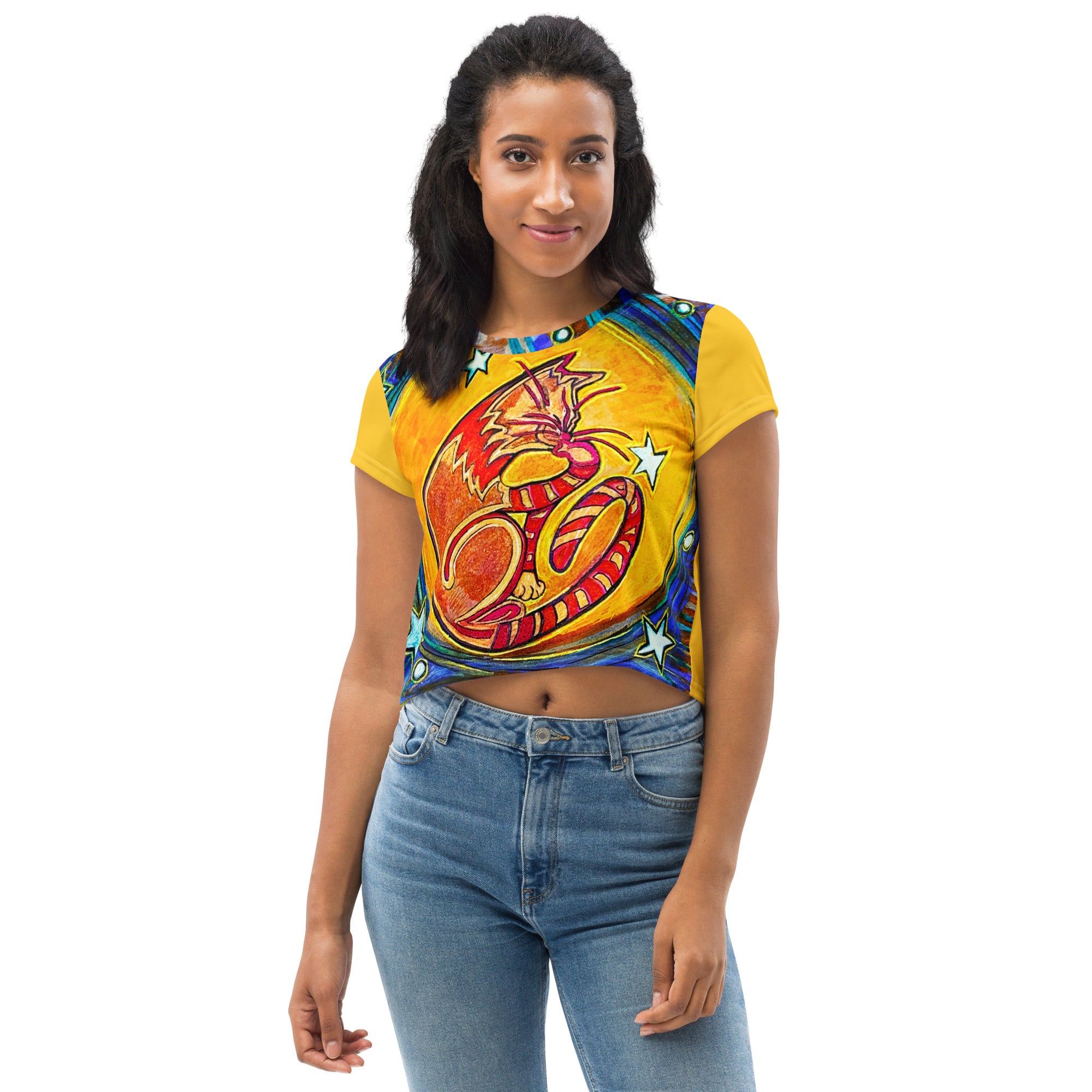 Moonlight Cat Crop T-shirt
