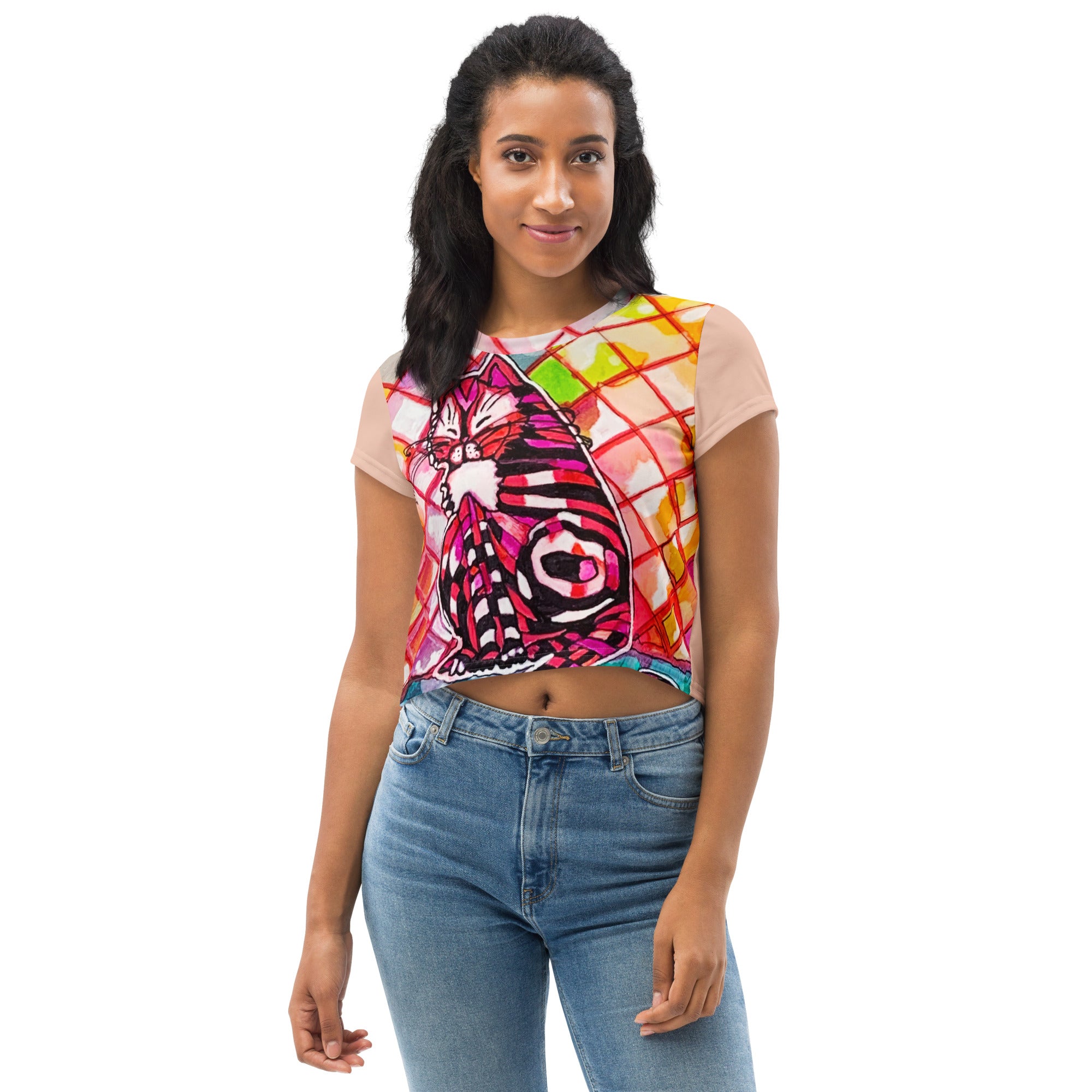 Cat Bowl Crop T-shirt