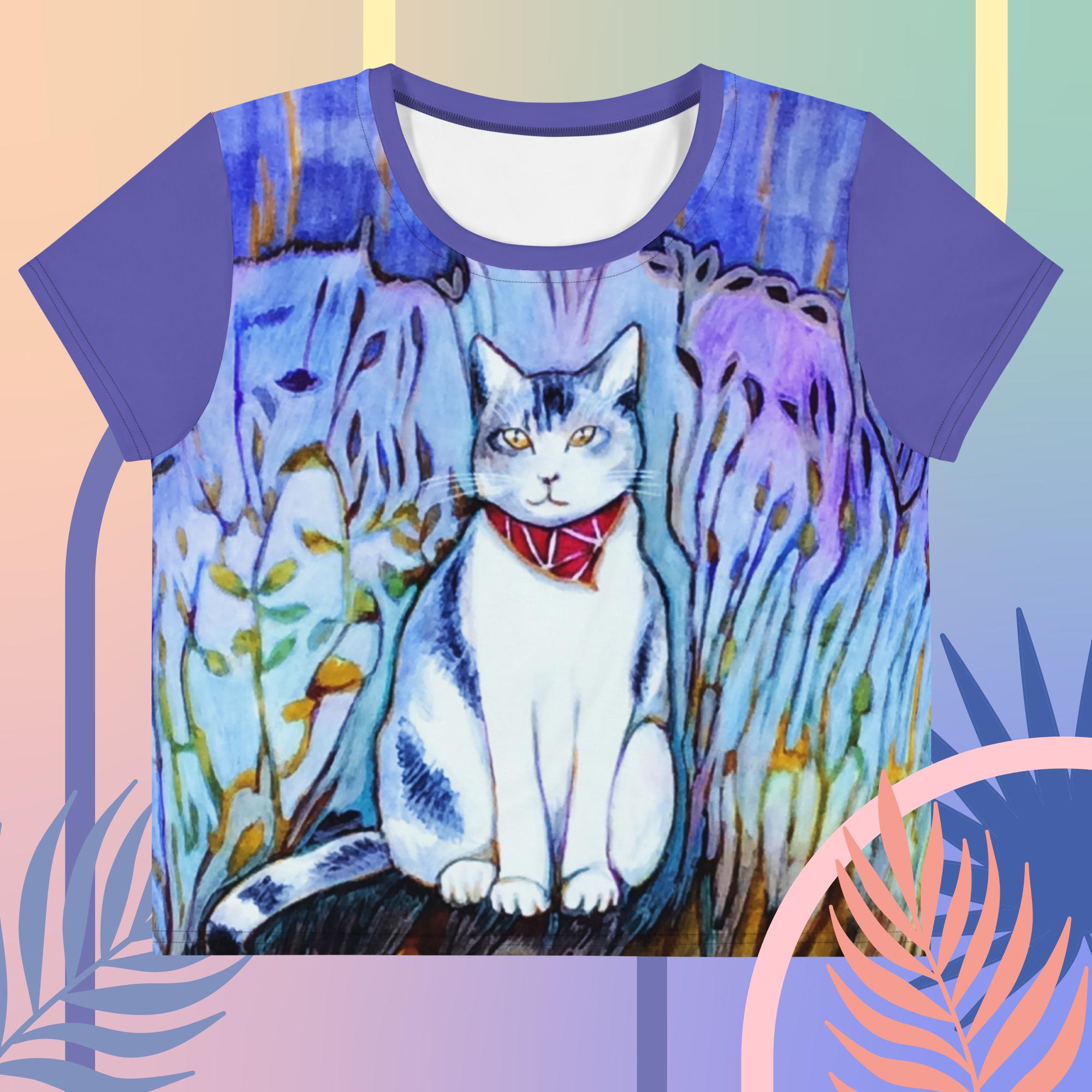 Cat in Scarf Crop T-shirt