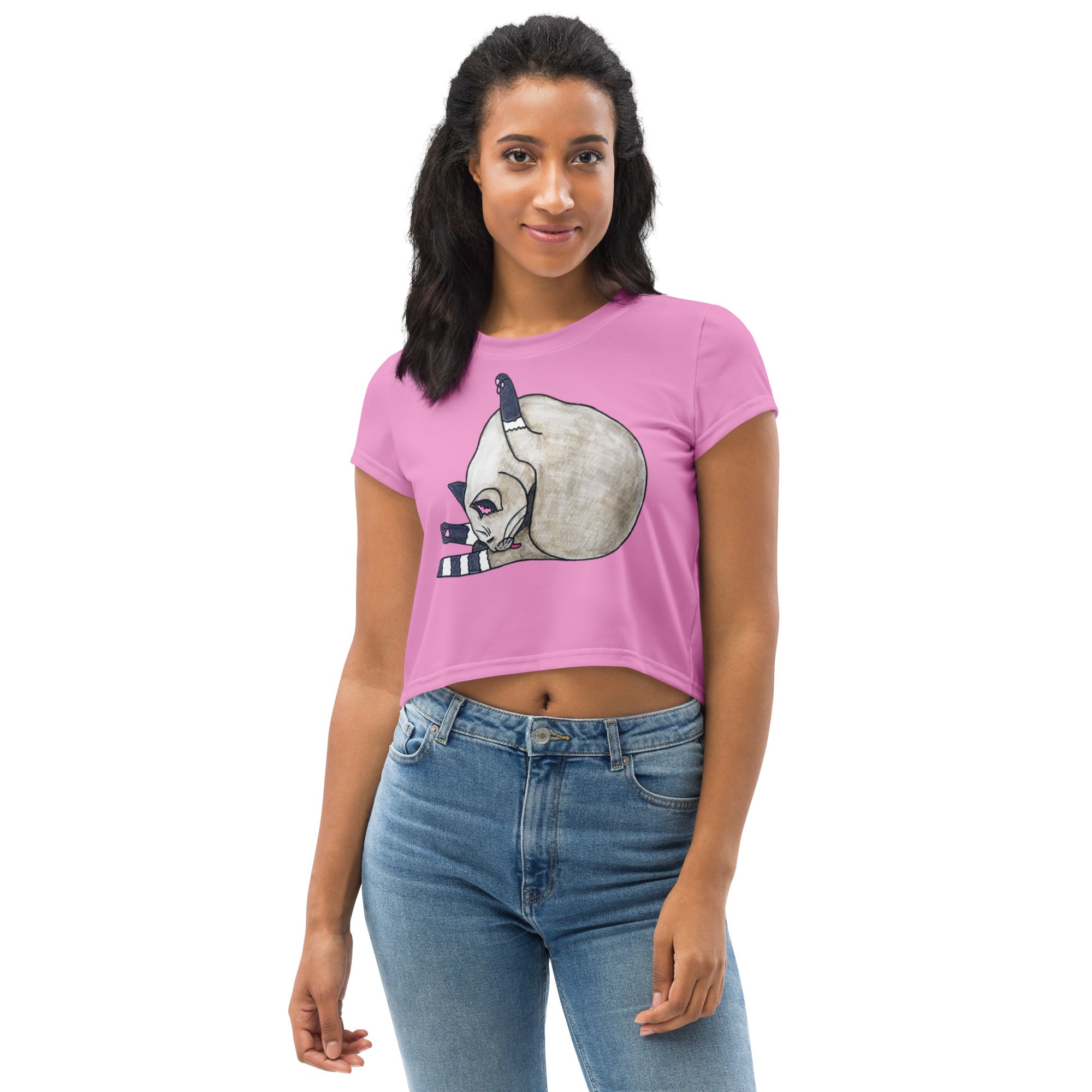 Bath Time Cat Crop T-shirt