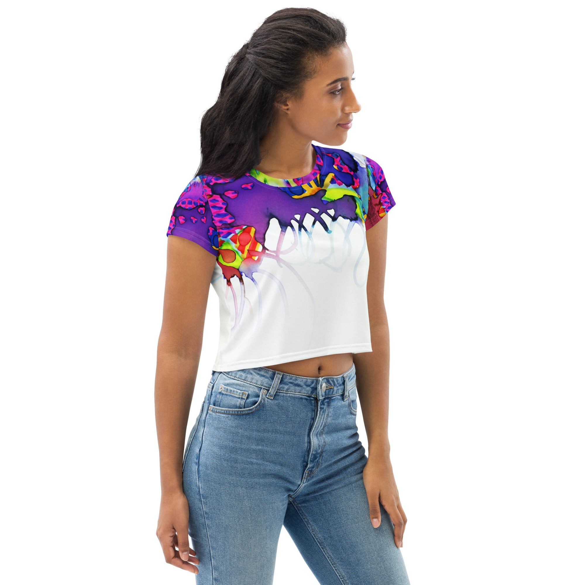 Tickles Top Abstract Crop T-Shirt