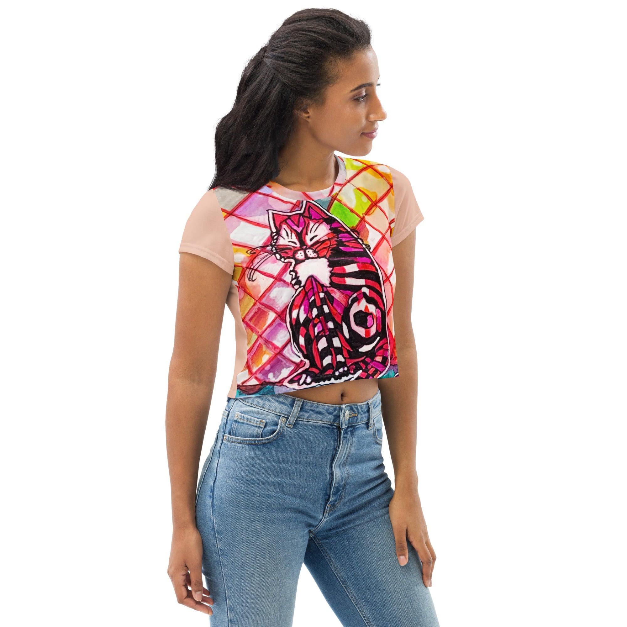 Cat Bowl Crop T-shirt