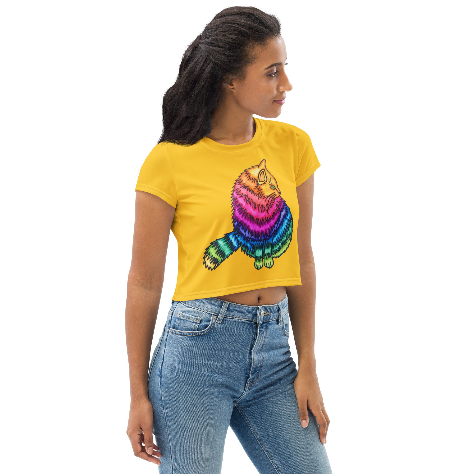 Rainbow Cat Crop T-shirt