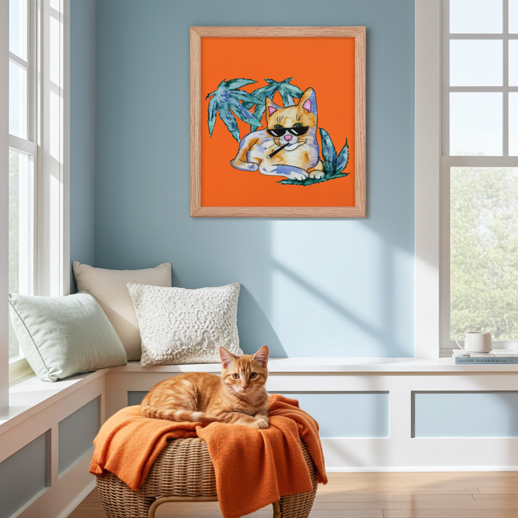 Cool Shade Cat Framed Poster 12x12