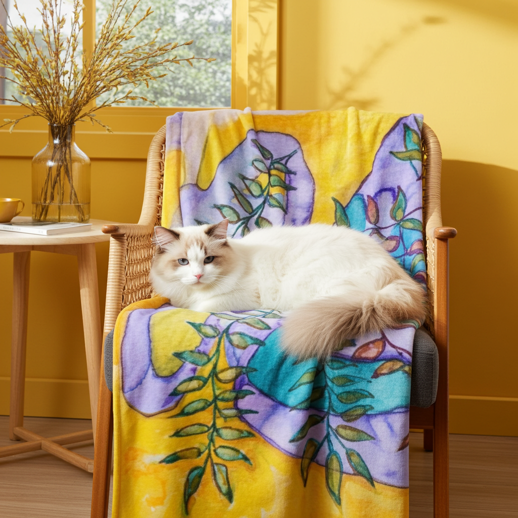 Golden Leaves Abstract Throw Blanket