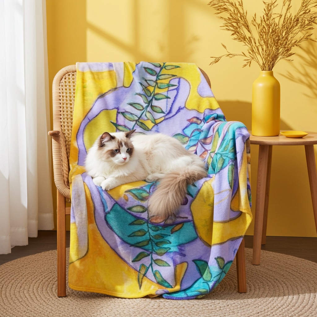 Golden Leaves Abstract Throw Blanket