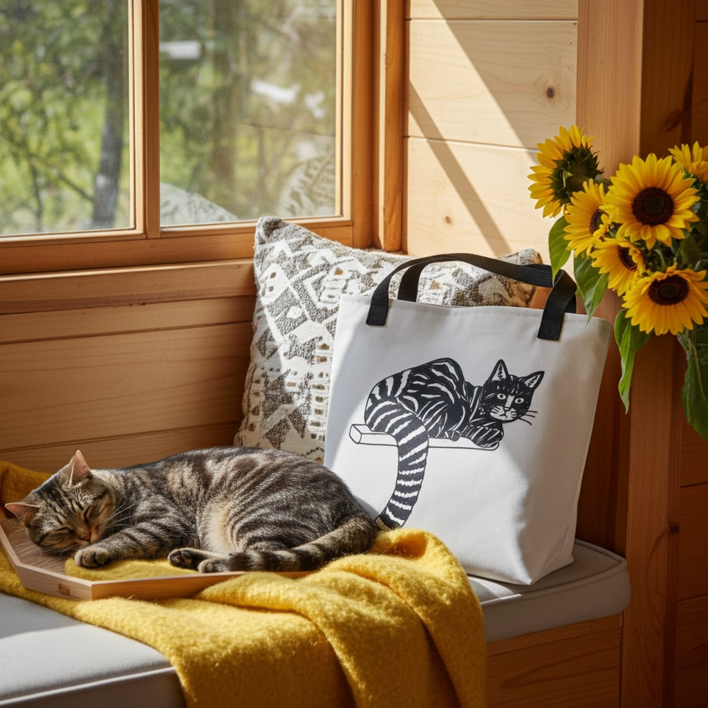 Striped Cat Tote Bag