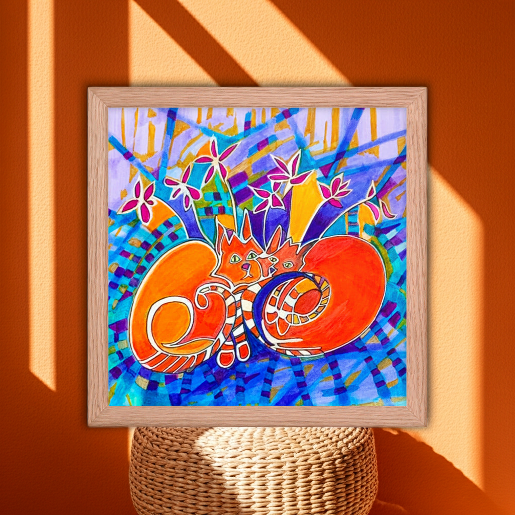 Duplex Cats Framed Poster 12x12