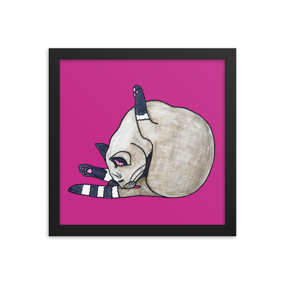 Bath Time Cat Framed Poster 12x12