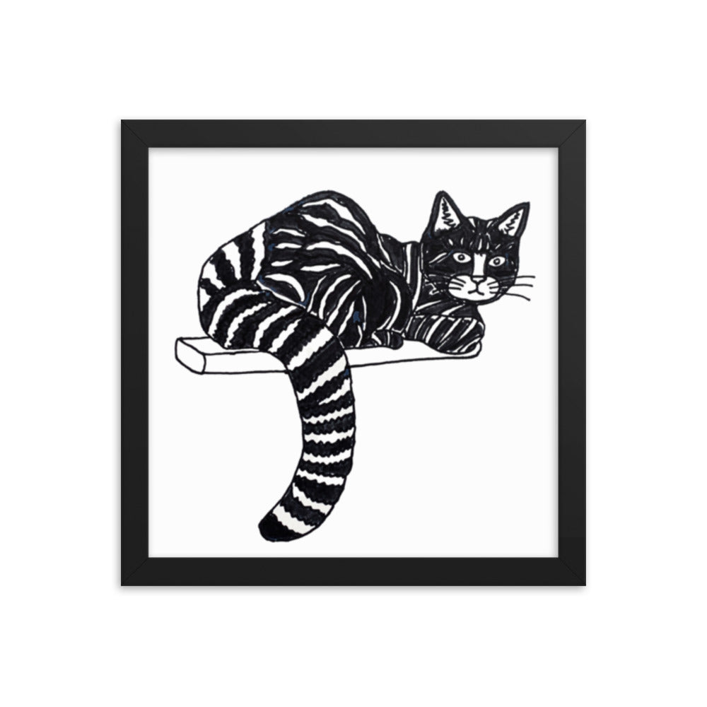 Striped Cat Framed Poster 12x12