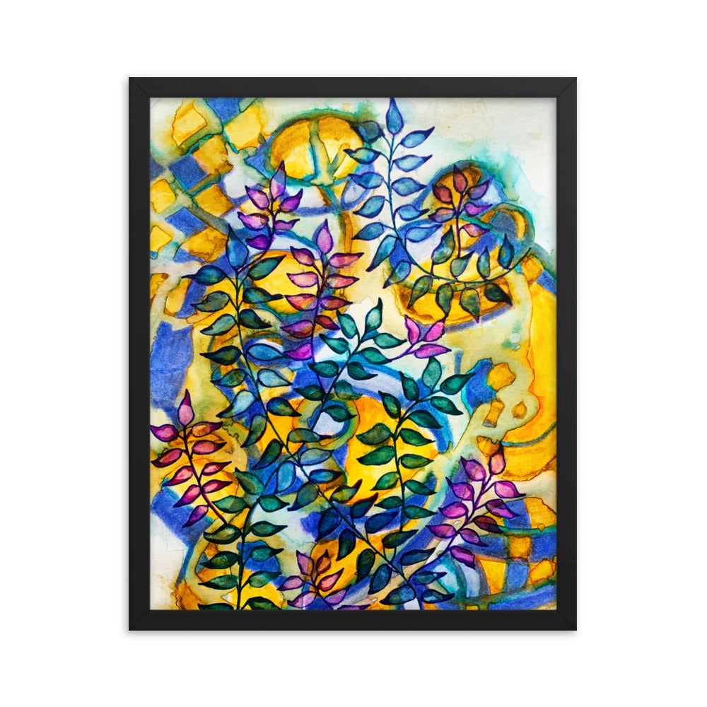 Checker Leaves Abstract Framed poster