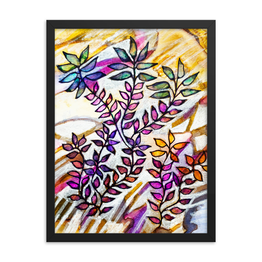 White Creek Leaves Framed Poster
