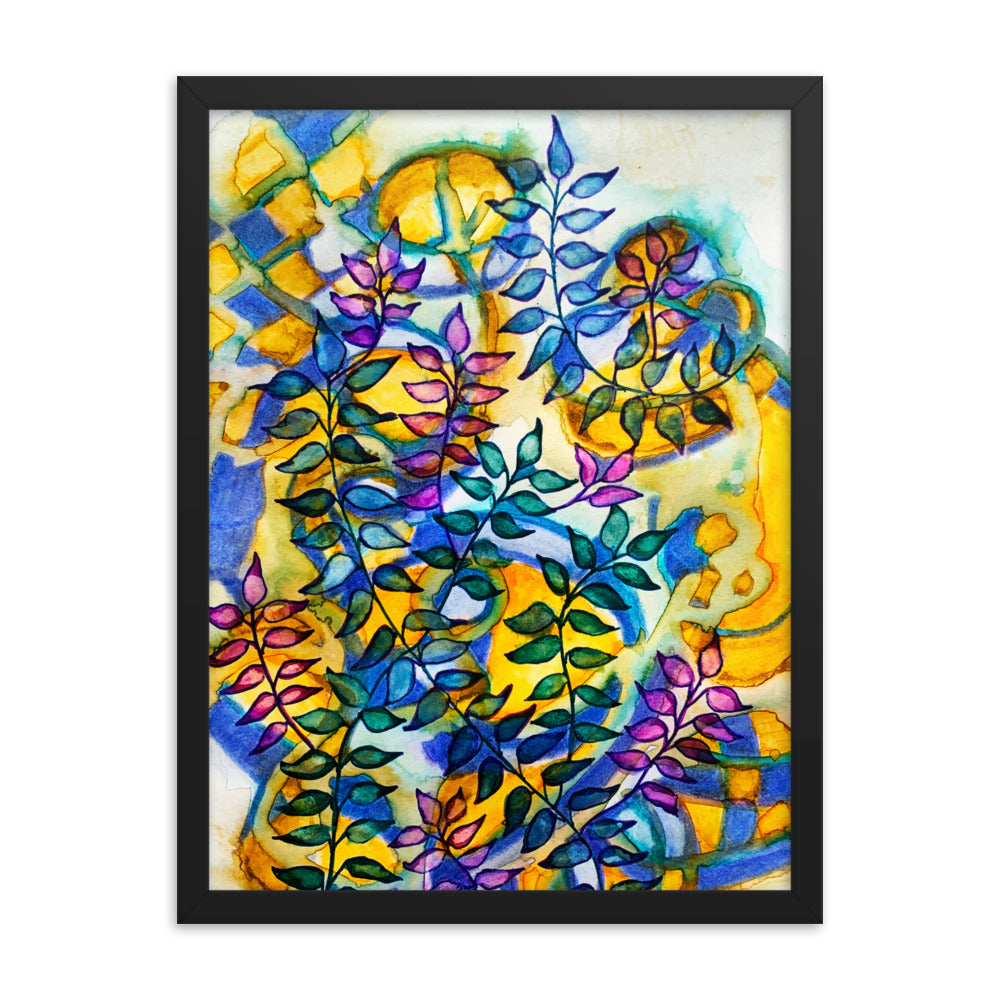 Checker Leaves Abstract Framed poster