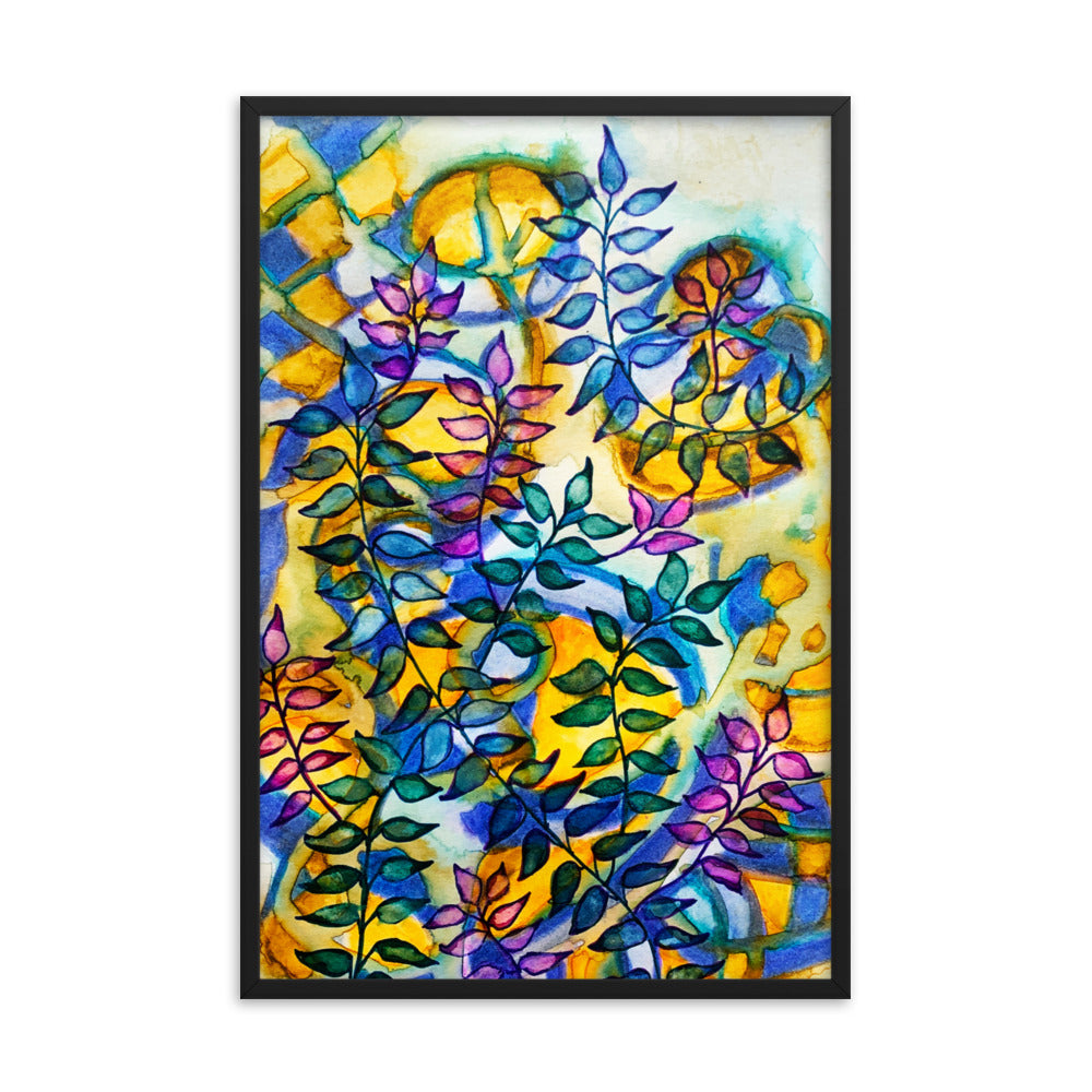 Checker Leaves Abstract Framed poster